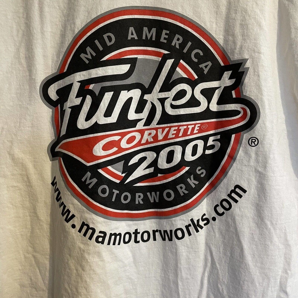 SOLD 2005 Corvette Fun Fest Mid-American 2 Sided Graphic T Shirt Sz XL White … - Picture 3 of 9
